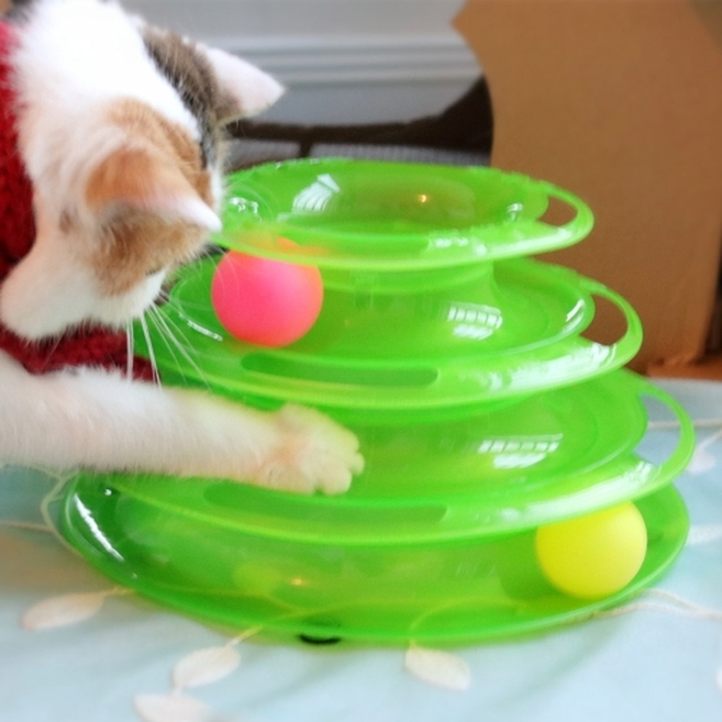 Interactive 3 Layers Tower of Tracks Balls Cat Toy