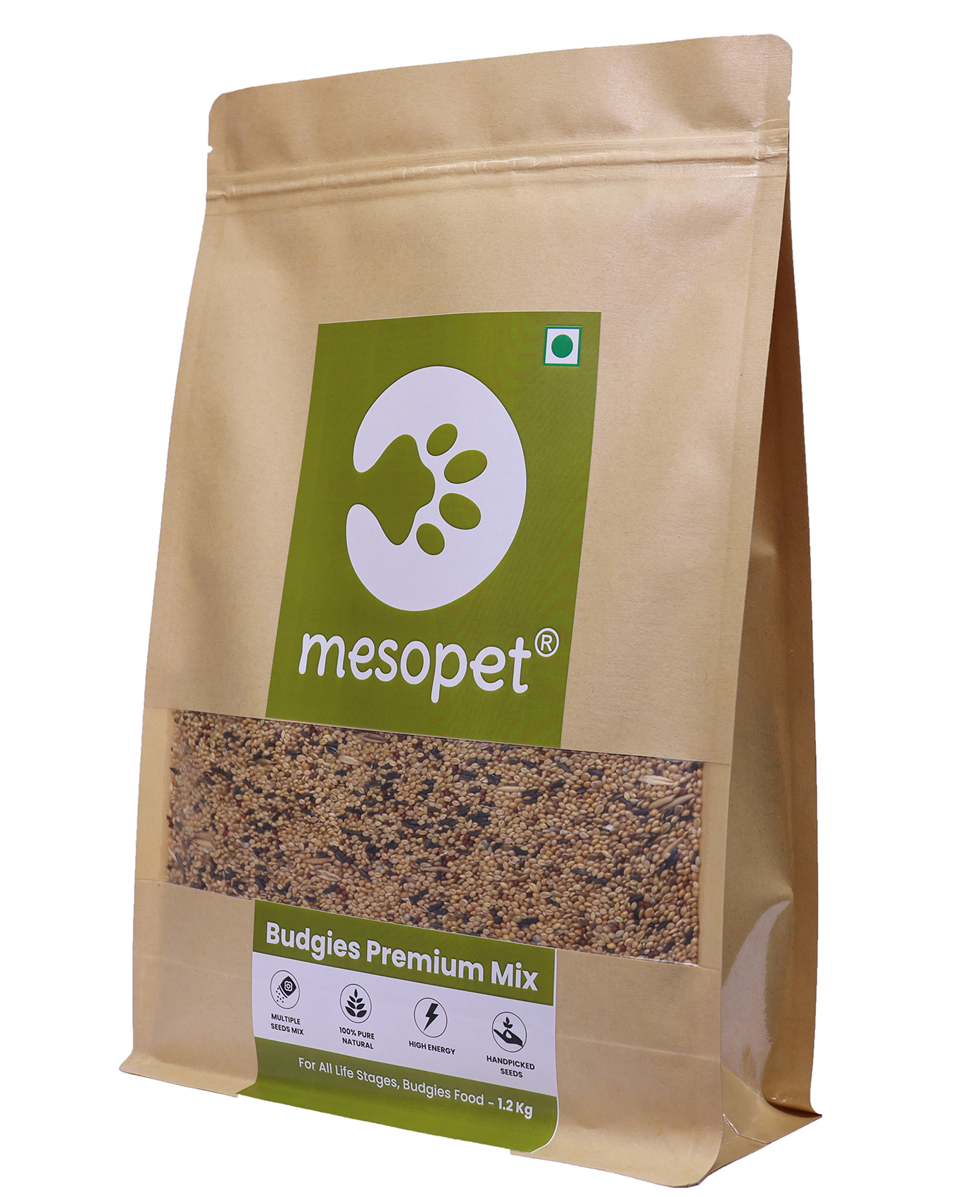 MESOPET Budgies Premium Mix Seed Blend of 9 Grains & Nuts, Bird Food for All Life Stages Budgies